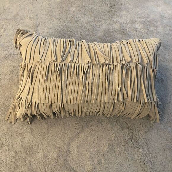 Z Gallerie real leather decorative pillow, 19x10 inches - Picture 1 of 5